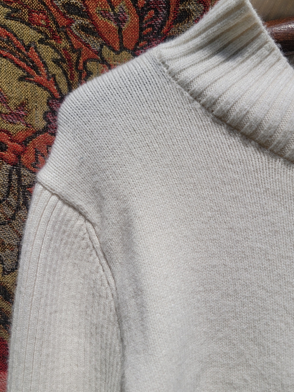 Sincerely Jules Cream Zip Front sweater XL | Soft Ribbed Mock Neck Cardigan - Picture 5 of 7
